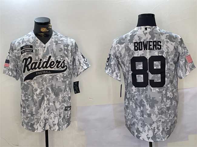 Men%27s Las Vegas Raiders #89 Brock Bowers 2024 Arctic Camo Salute To Service Stitched Baseball Jersey->las vegas raiders->NFL Jersey